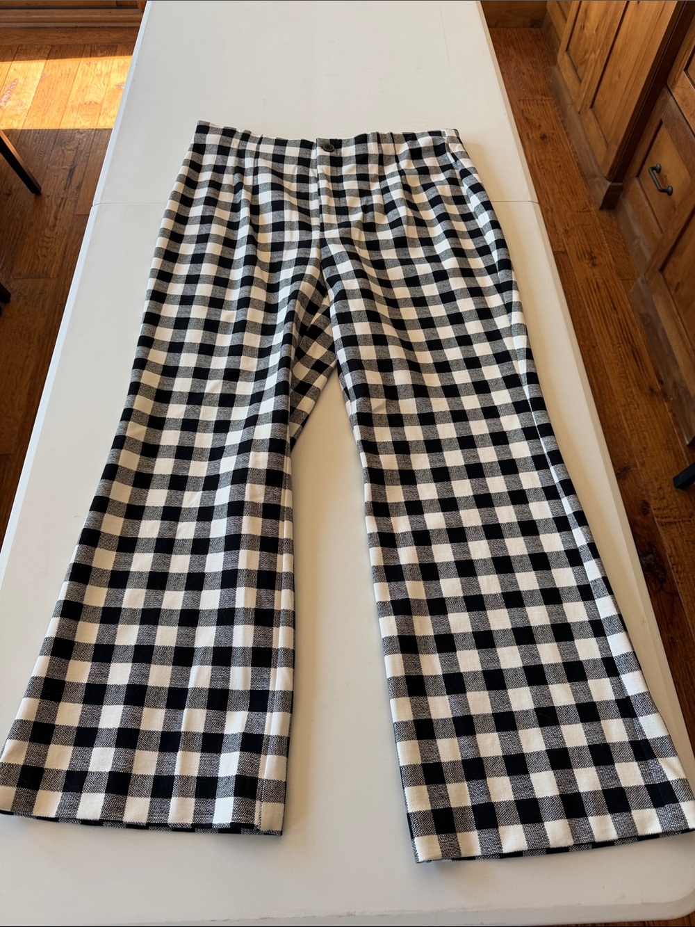 Maeve Black & White Gingham Pull-On Casual Pants